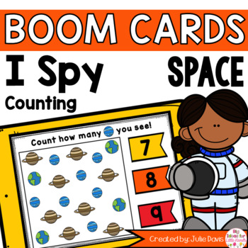 Preview of Space Kindergarten Math Games | Counting Boom Task Cards