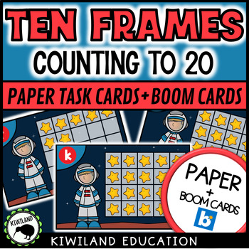 Preview of Space Counting To 20 Ten Frames SCOOT Task Cards | Paper and Boom Cards