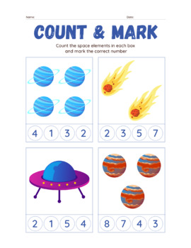Space Counting Worksheets by ProEducation | TPT