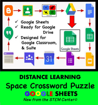 Preview of Space Crossword Puzzle Google Sheets - Distance Learning Friendly