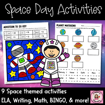 Preview of Space Day Activities for 1st and 2nd grade | ELA, Writing, & More!