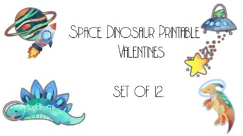 Preview of Space Dinosaur Printable Valentines
