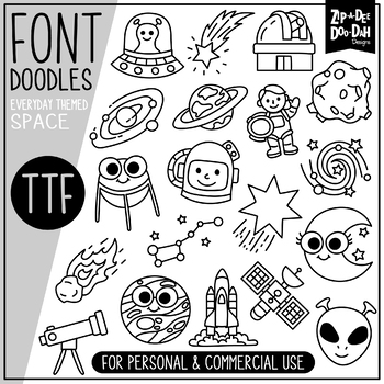 Preview of Space Doodle Font {Zip-A-Dee-Doo-Dah Designs}