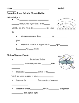 Preview of Space Earth and Celestial Objects Notes Outline Lesson Plan