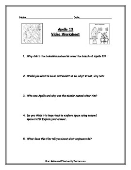 Preview of Space Exploration: Apollo 13 Video Worksheet