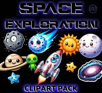 Preview of Space Exploration Cartoon Clipart Pack  |  By AlgoThink