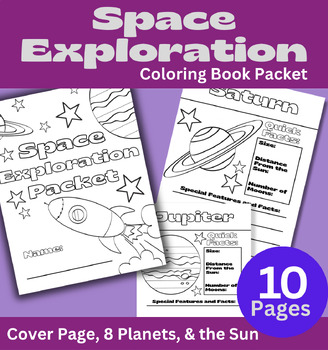 Preview of Space Exploration Packet - Planet Coloring Book and Notes/Research - Sub Plan