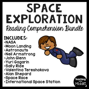 Preview of Space Exploration Reading Comprehension Worksheet Bundle Astronauts NASA