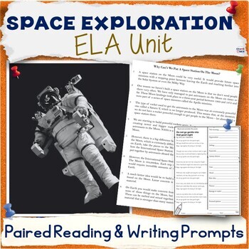 Preview of Space Exploration Unit - ELA Paired Reading Activities, Writing Prompts
