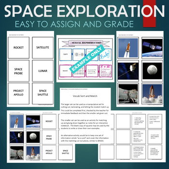 Preview of Space Exploration (shuttle, probe, rocket) Sort & Match STATIONS Activity