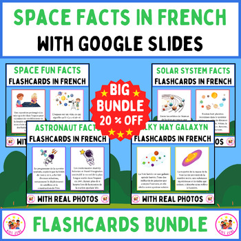 Preview of Space Facts In French Flashcards Bundle. Printable Posters w/ Google Slides