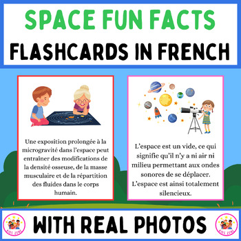Preview of Space Fun Facts Flashcards In French. Printable Posters With Google Slides