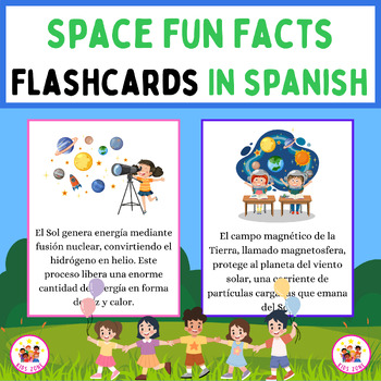 Preview of Space Fun Facts Flashcards In Spanish. Printable Posters With Google Slides