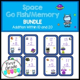 Space Go Fish/Memory Math Center BUNDLE Addition Within 10 AND 20