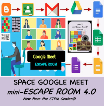 Preview of Space Google Meet Escape Room 4.0 - Distance Learning Friendly