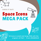 Space Icons Mega Pack 40 Images with Transparent Background