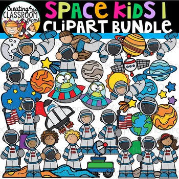 Preview of Space Kids 1 Clipart Bundle {Space Clipart}