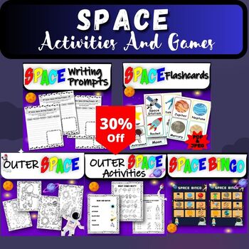 Preview of Space Learning BUNDLE: Flashcards, Coloring Pages, Puzzles, and More!