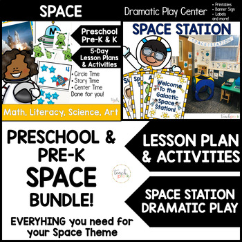 Preview of Space Lesson Plans & Space Station Dramatic Play Bundle!