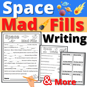 Preview of Space Mad Libs Fills Writing Prompt and Trivia Activity May the 4th