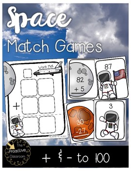 Preview of Space Activities - Match Addition and Subtraction to 100! (Double Digit)