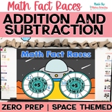 Space Math Fact Fluency Game with Addition and Subtraction