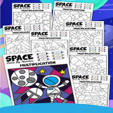 Space Math Facts Color by Number Multiplication
