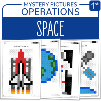 Preview of Space Math Mystery Pictures Grade 1: Operations