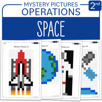 Preview of Space Math Mystery Pictures Grade 2: Operations