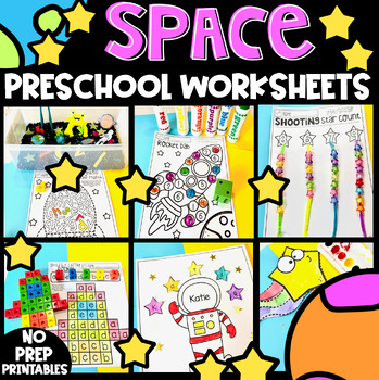 Preview of Space Math and Literacy Worksheets for Preschool Getting Ready for Kindergarten