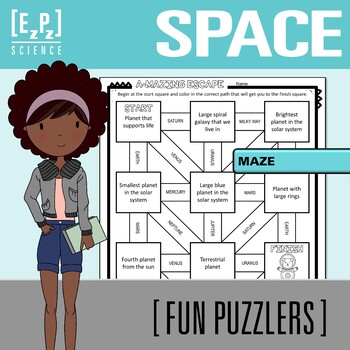 Preview of Space Maze Activity | Science Vocabulary Word Puzzle for Early Finishers