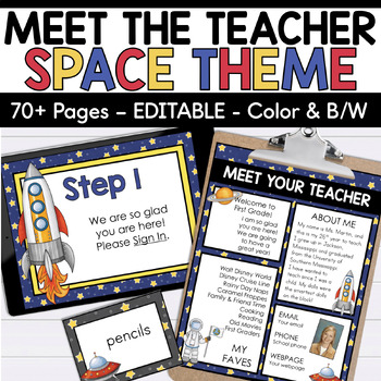 Preview of Space Meet the Teacher EDITABLE templates - Open House - Meet the Teacher Night