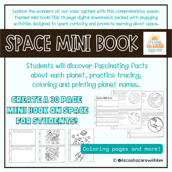 Preview of Space Mini Book - facts, tracing and coloring planets, and more!
