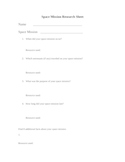 Space Mission Research Worksheet