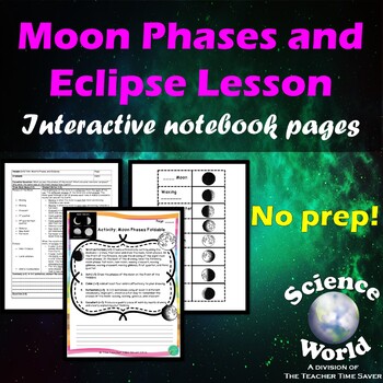 Preview of Space Moon Phases and Eclipse Lesson | Earth Moon Sun Astronomy Unit Bundle