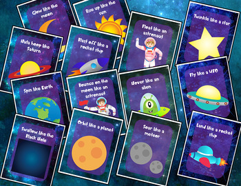 Space Movement Cards for Preschool and Brain Break | TpT