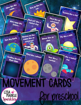 Preview of Space Movement Cards for Preschool and Brain Break Transition Activity