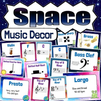 Preview of Space Music Classroom Decor | BUNDLE | Galaxy Music Classroom Posters