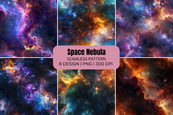 Preview of Space Nebula Seamless Patterns Digital Paper Background