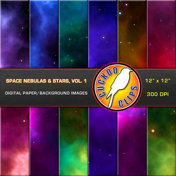 Preview of Space Nebulas & Stars, Vol 1 (Digital Paper/Background Images)
