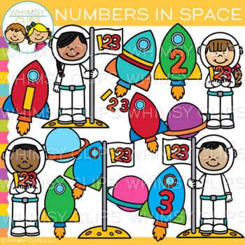 Preview of Math Astronaut Kids Numbers in Outer Space Clip Art