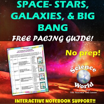 Preview of Space Pacing Guide Curriculum Map | Stars Galaxies and Universe Unit Plan