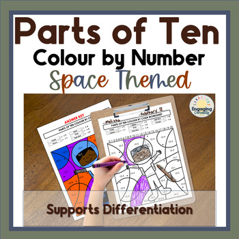 Preview of Space Parts of Ten Color-by-Code Coloring Pages for Math Centers,1st & 2nd Grade