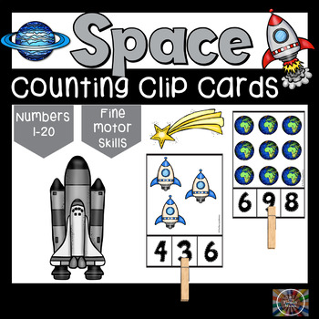 Preview of Space Planets Count and Clip Number Cards