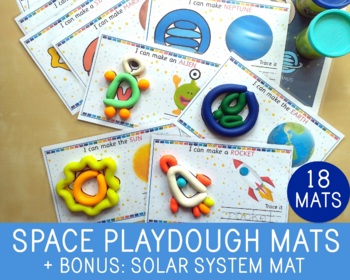 Preview of Space Play Dough Mats, Play Doh Activity, Solar System, Fine Motor Skills