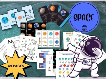 Preview of Space PreK- K (Printable) Flashcards & Worksheets Lesson for ASD