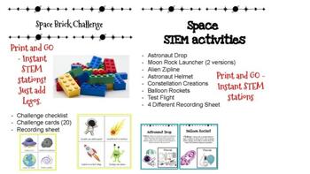 Preview of Space | Print & Go 8 STEM stations & 20 LEGO® Challenges
