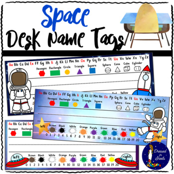 Preview of Space Printable Desk Name Tags