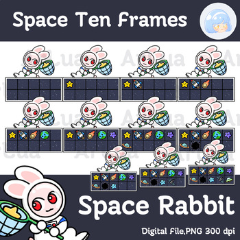 Preview of Space Rabbit Ten frames template, Space Rabbit Ten frames clipart