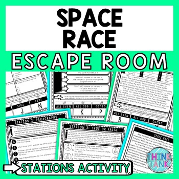 Preview of Space Race Cold War Escape Room Stations - Reading Comprehension Activity